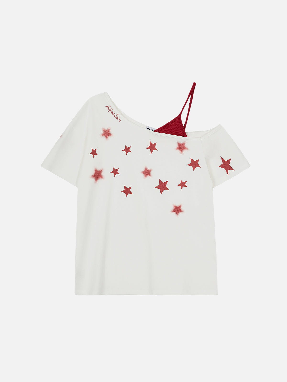 anna.outdoor Star Graphic Off-The-Shoulder Tee