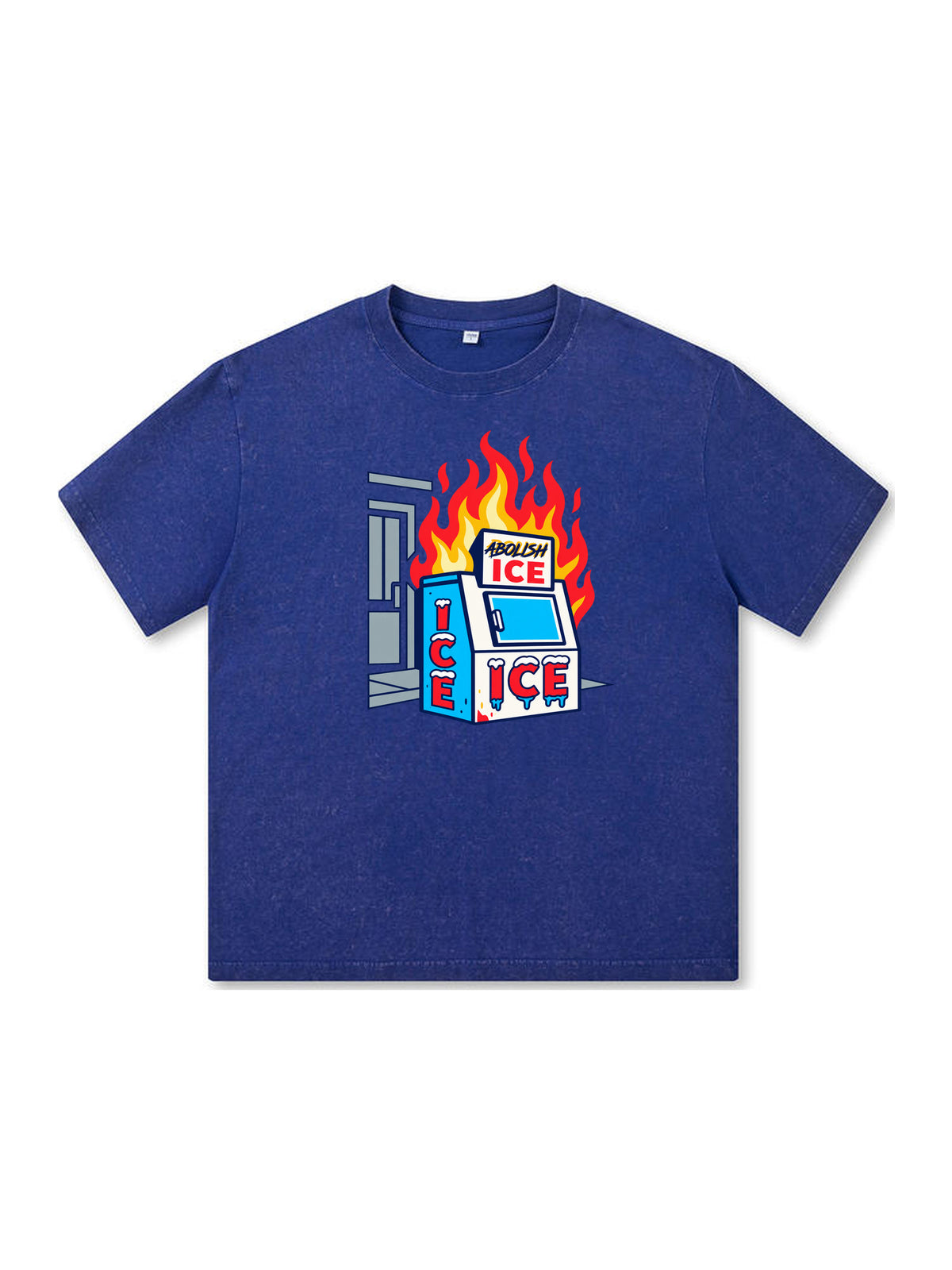 Ace Jolun. Abolish ICE Statement Washed Tee - Royal Blue
