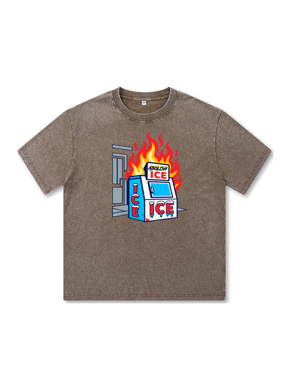 Ace Jolun. Abolish ICE Statement Washed Tee - Mocha