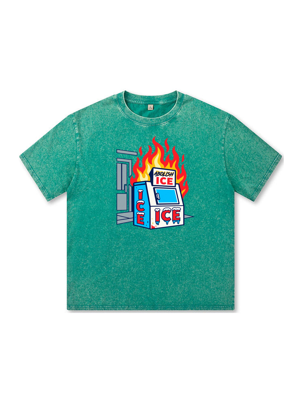 Ace Jolun. Abolish ICE Statement Washed Tee - Teal