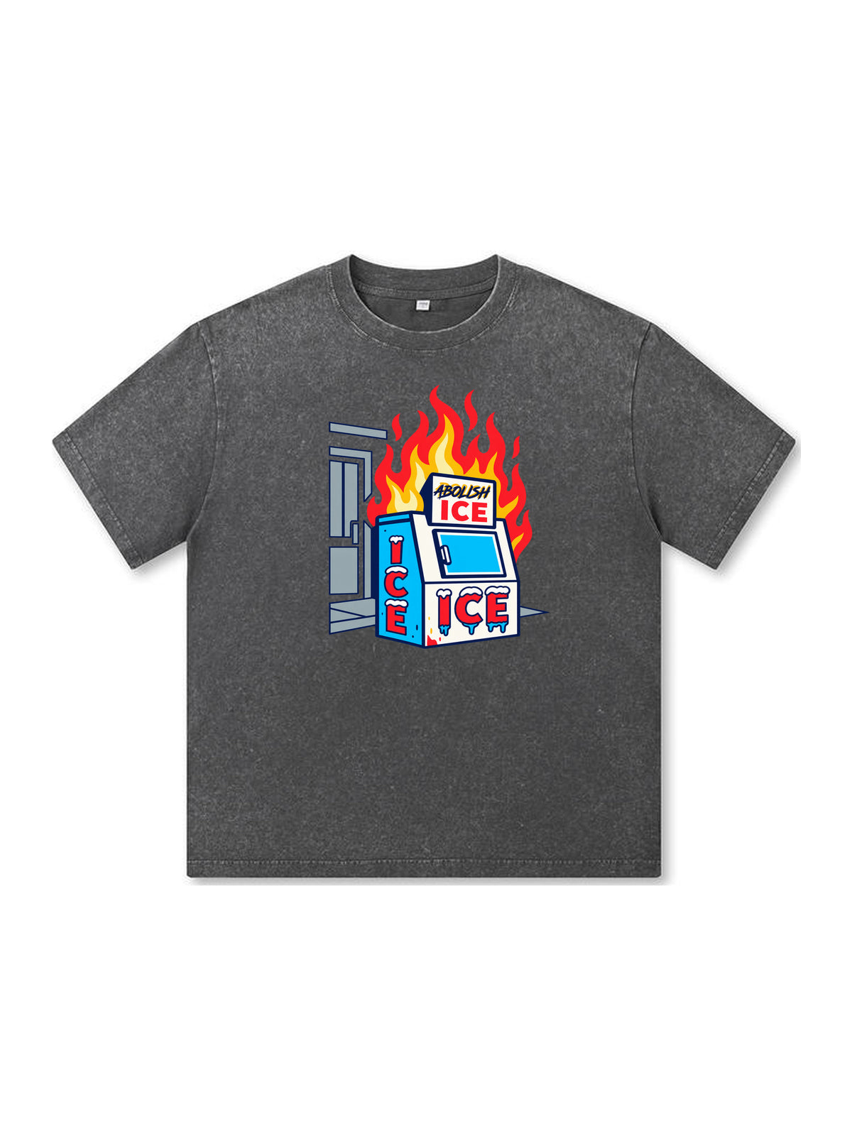 Ace Jolun. Abolish ICE Statement Washed Tee - Charcoal