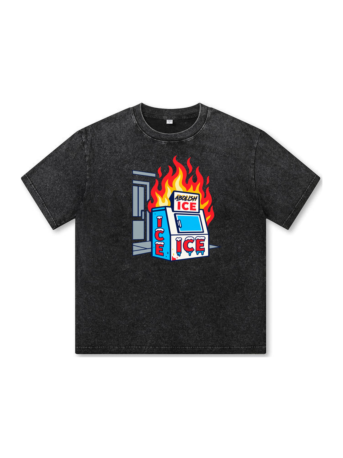 Ace Jolun. Abolish ICE Statement Washed Tee - Black