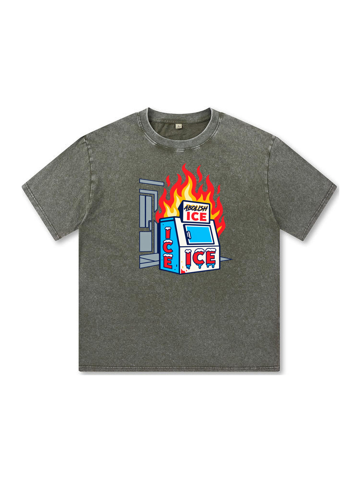 Ace Jolun. Abolish ICE Statement Washed Tee - Olive
