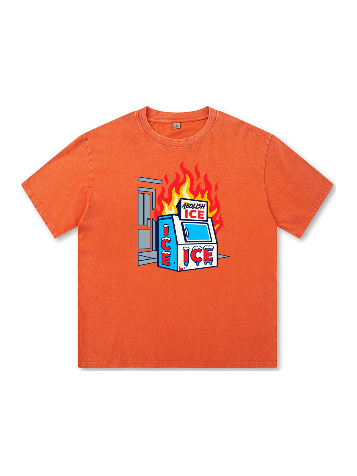 Ace Jolun. Abolish ICE Statement Washed Tee - Orange