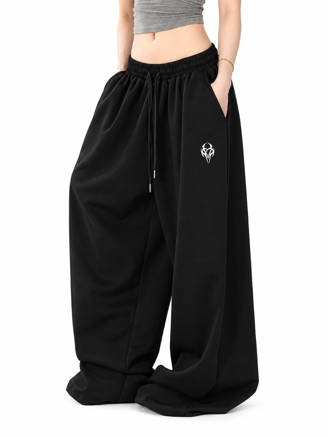 Ace Jolun. Black Fluid Straight-Leg Dance Pants product view 1