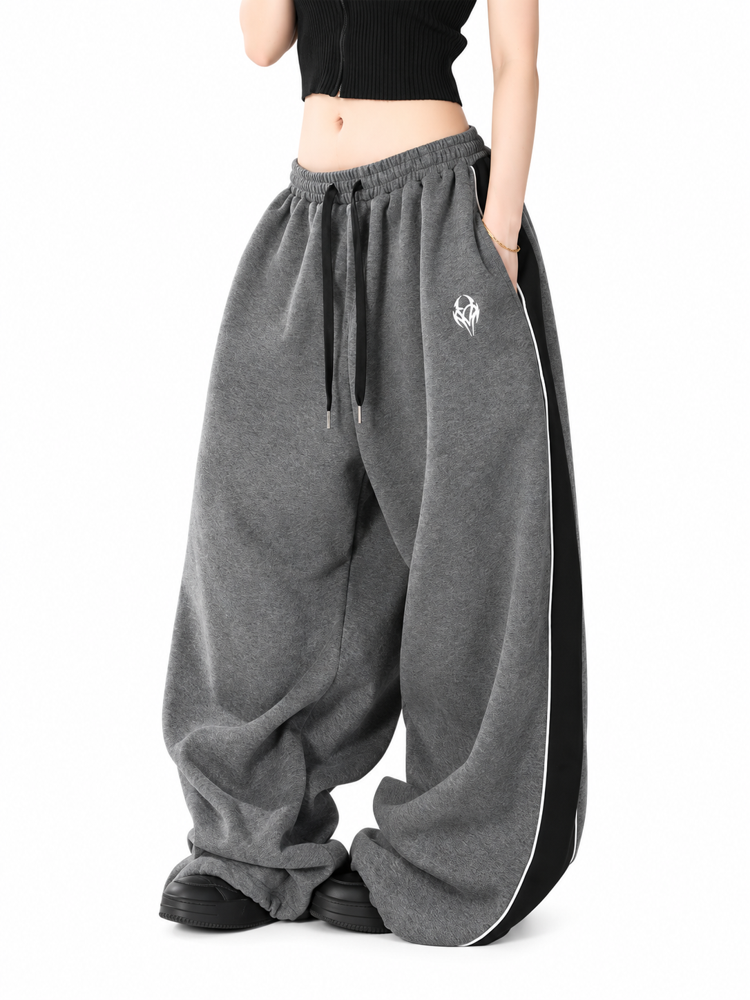Ace Jolun. Black Relaxed Dance Sweatpants product view 2