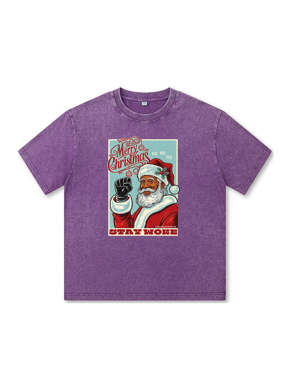 Ace Jolun. Black Santa Stay Woke Washed Tee - Purple