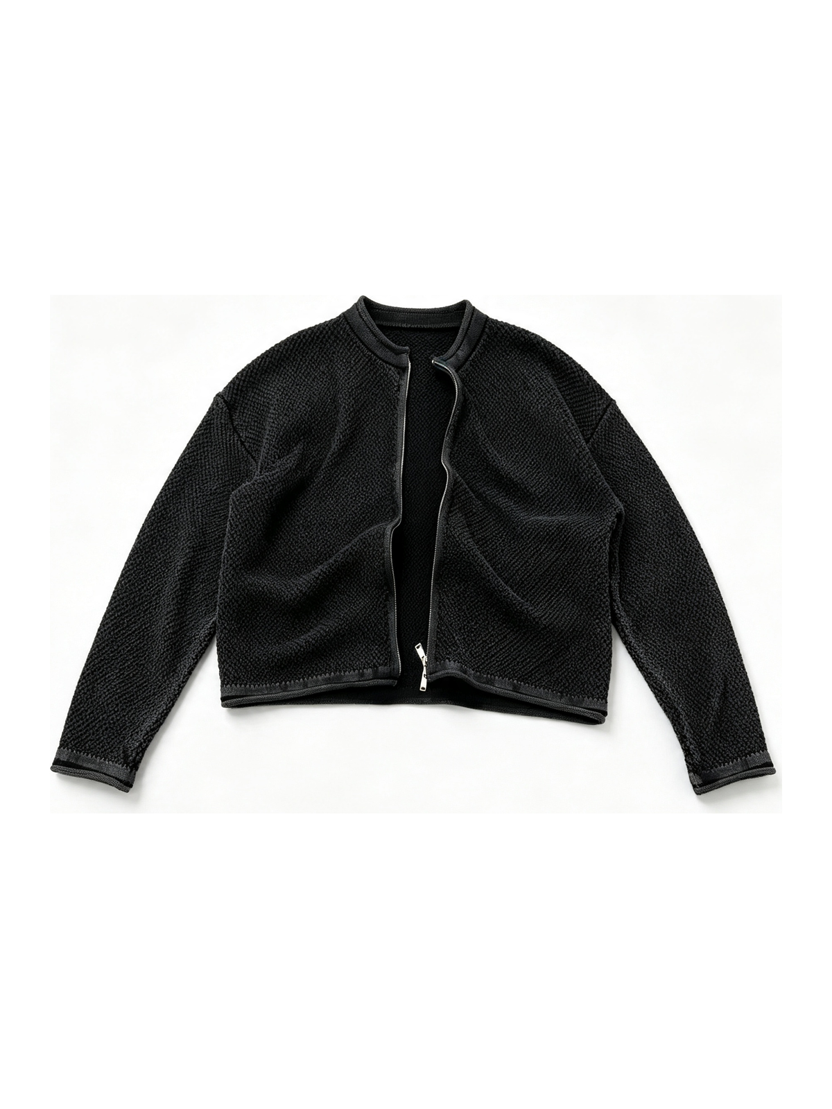 Ace Jolun. Black Textured Double-Zip Cardigan product view 1