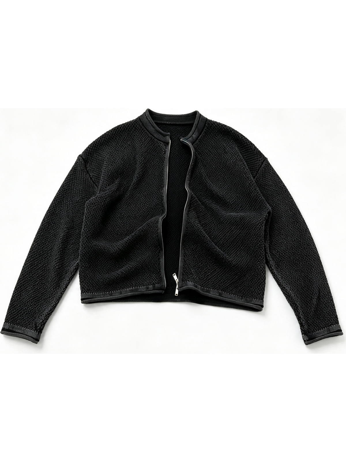 Ace Jolun. Black Textured Double-Zip Cardigan product view 2