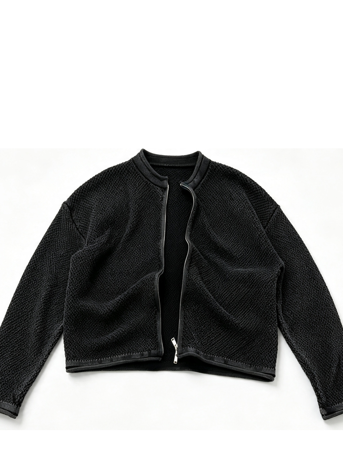 Ace Jolun. Black Textured Double-Zip Cardigan product view 3