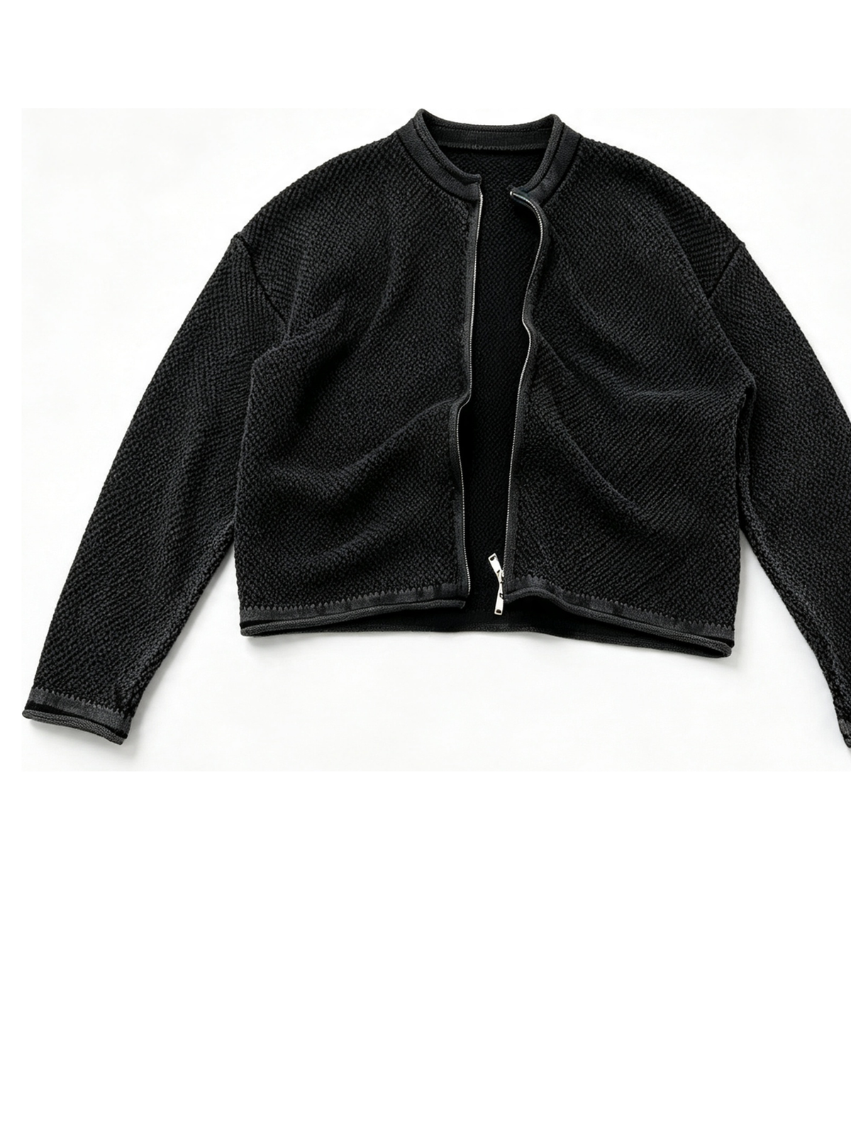 Ace Jolun. Black Textured Double-Zip Cardigan product view 4