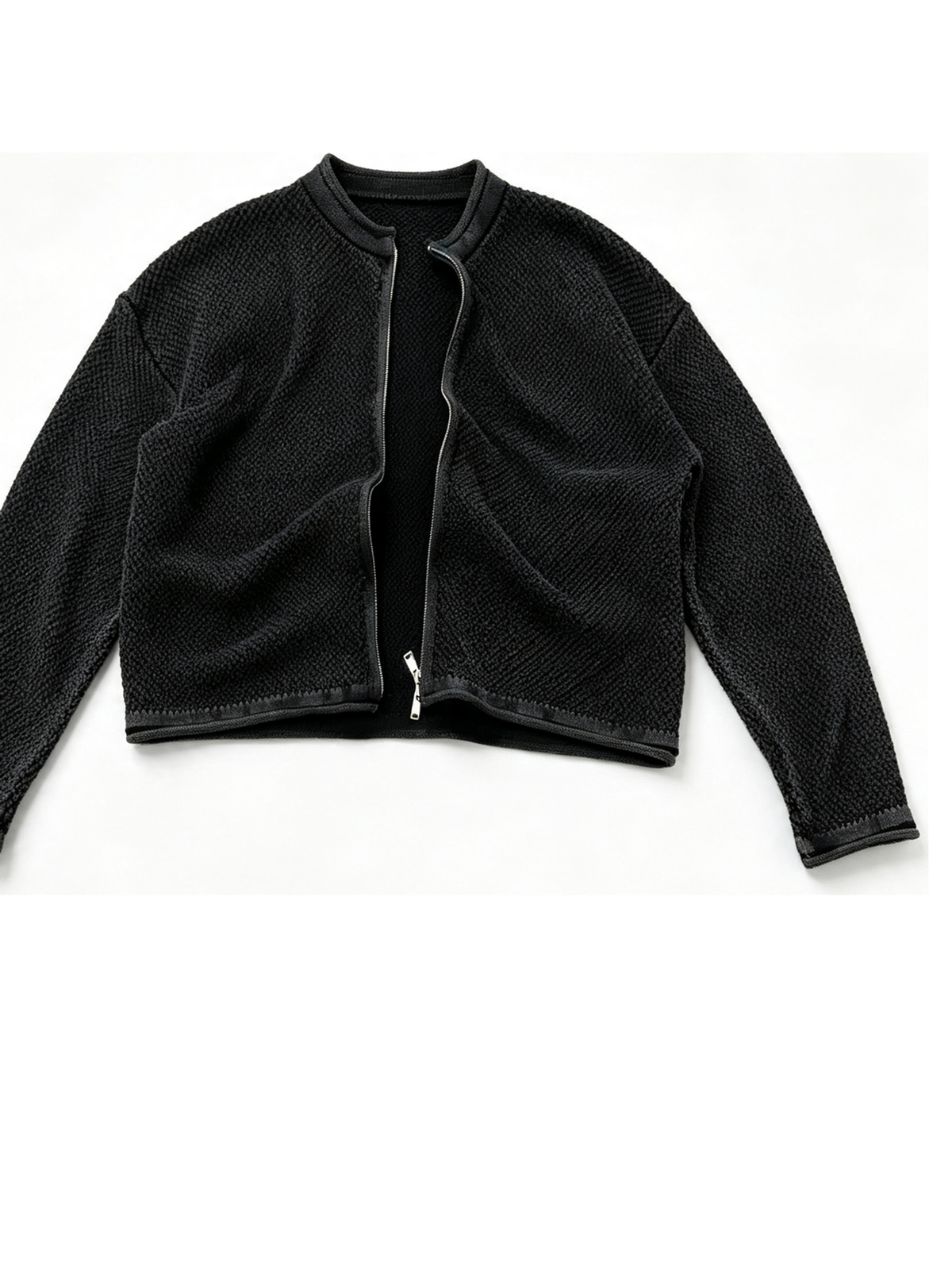 Ace Jolun. Black Textured Double-Zip Cardigan product view 5