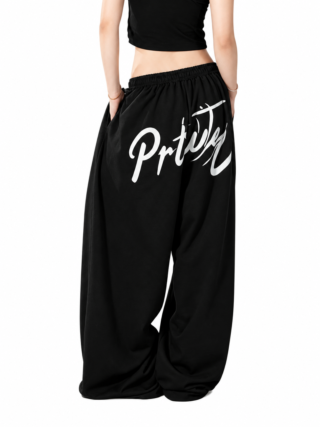 Ace Jolun. Brown Letter-Graphic Wide-Leg Pants product view 3