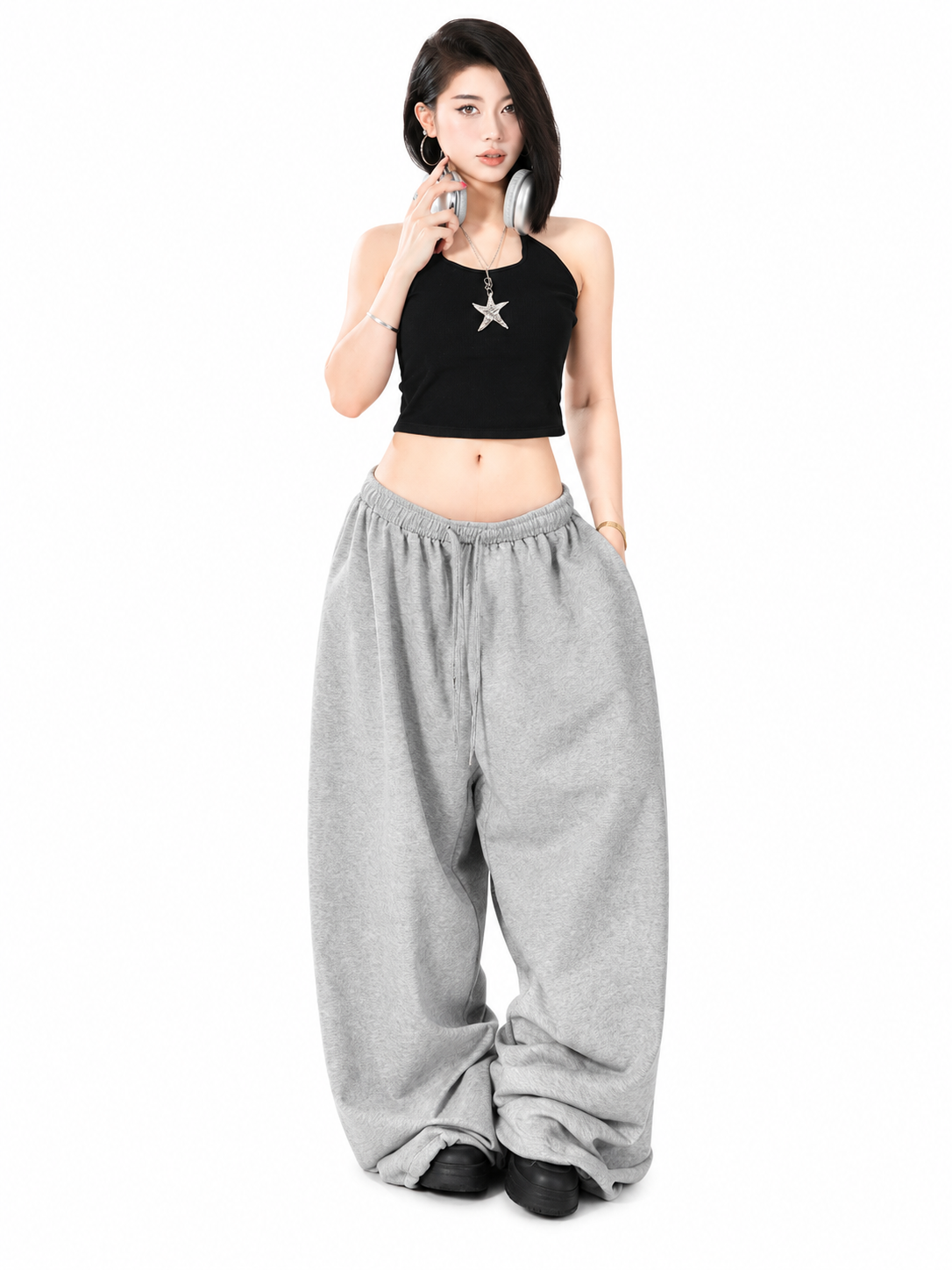 Ace Jolun. Brown Letter-Graphic Wide-Leg Pants product view 5
