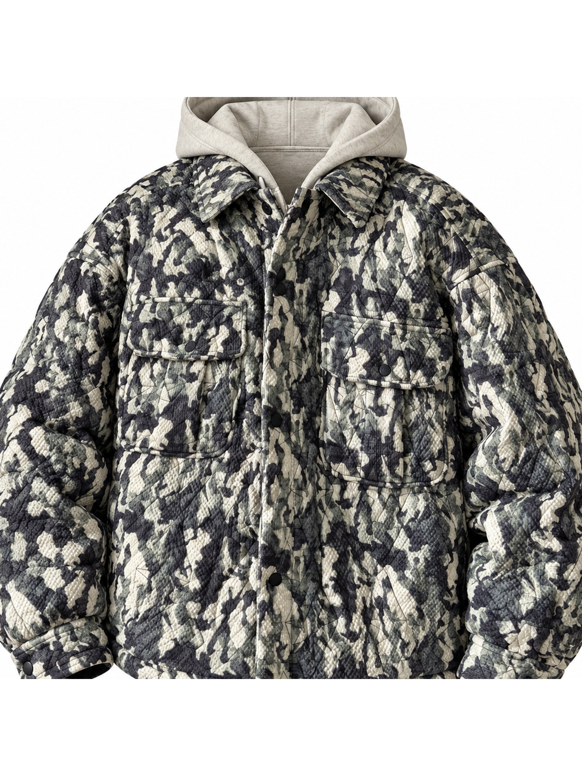 Ace Jolun. Camouflage Quilted Hooded Puffer Jacket product view 2