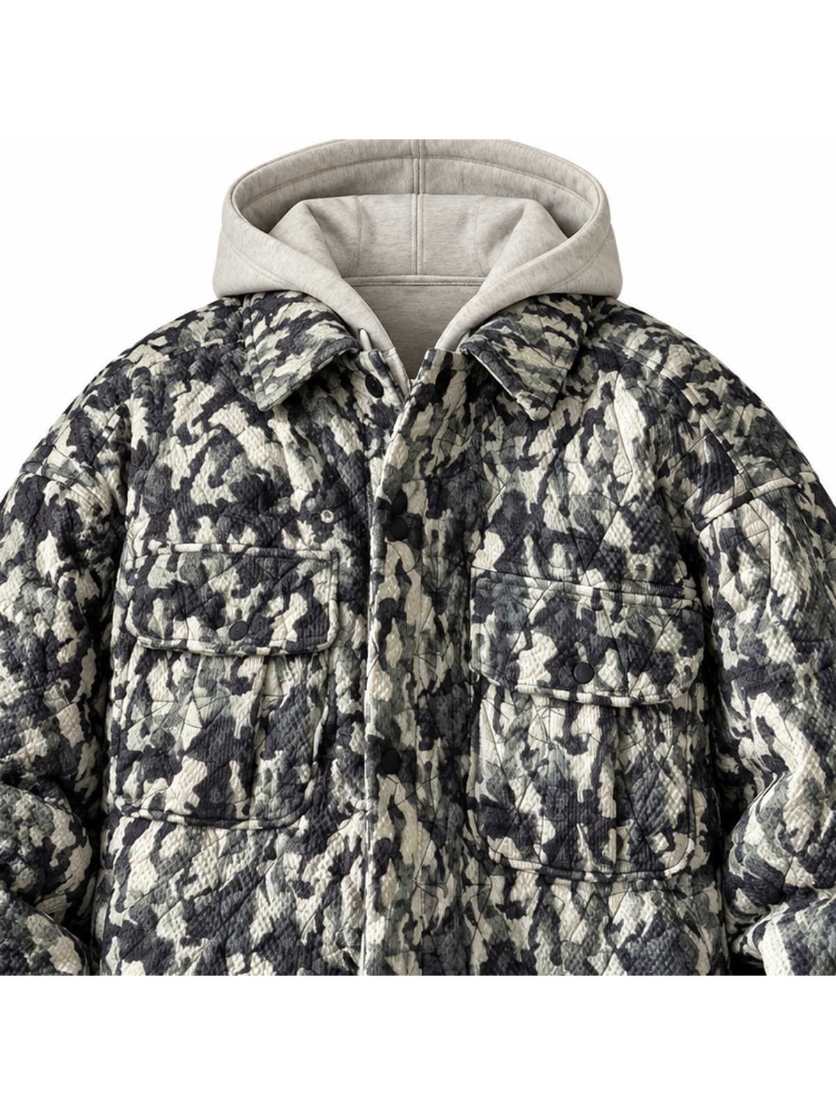 Ace Jolun. Camouflage Quilted Hooded Puffer Jacket product view 3