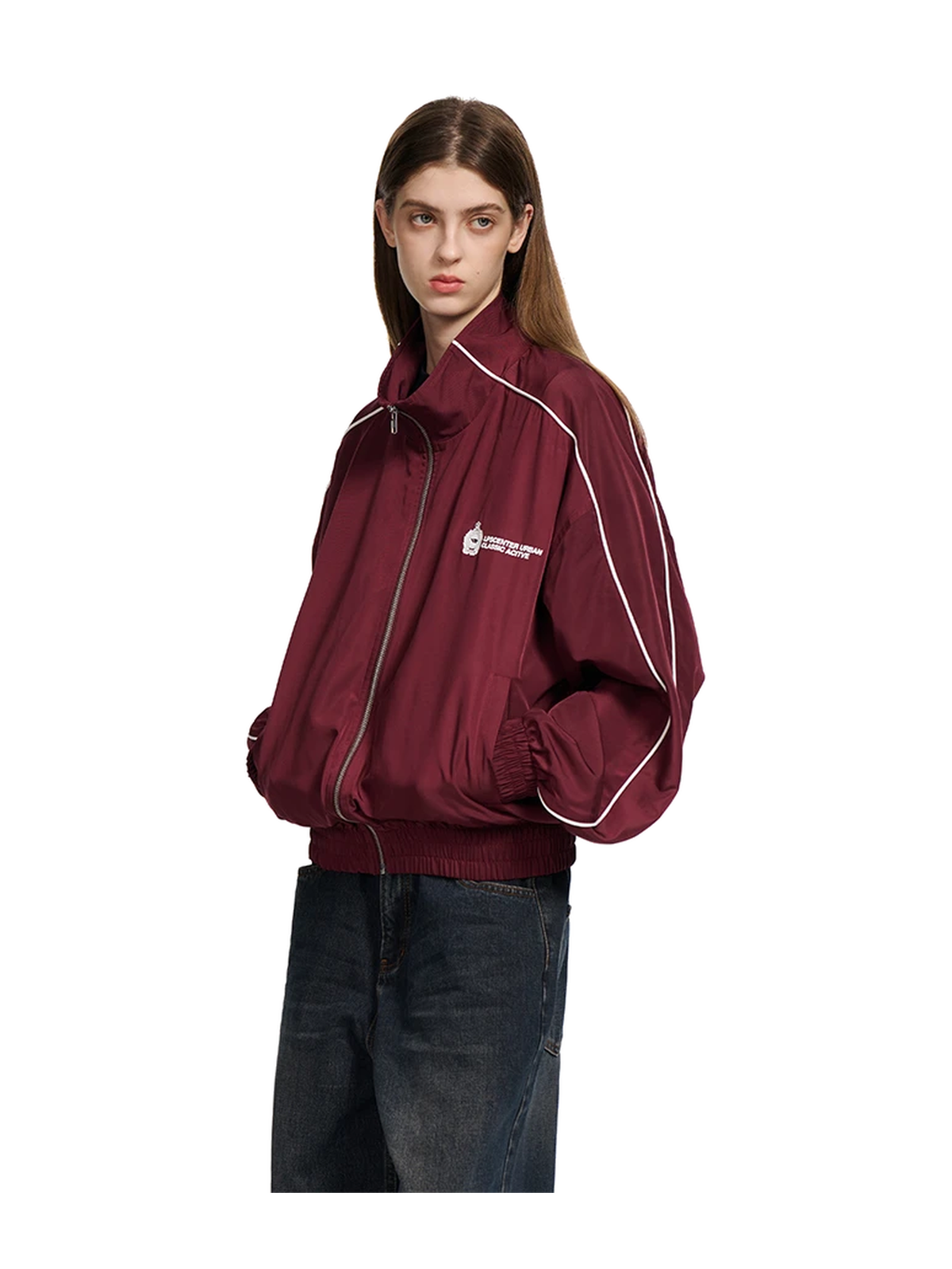 Contrast Panel Graphic Stand-Collar Jacket product image 3