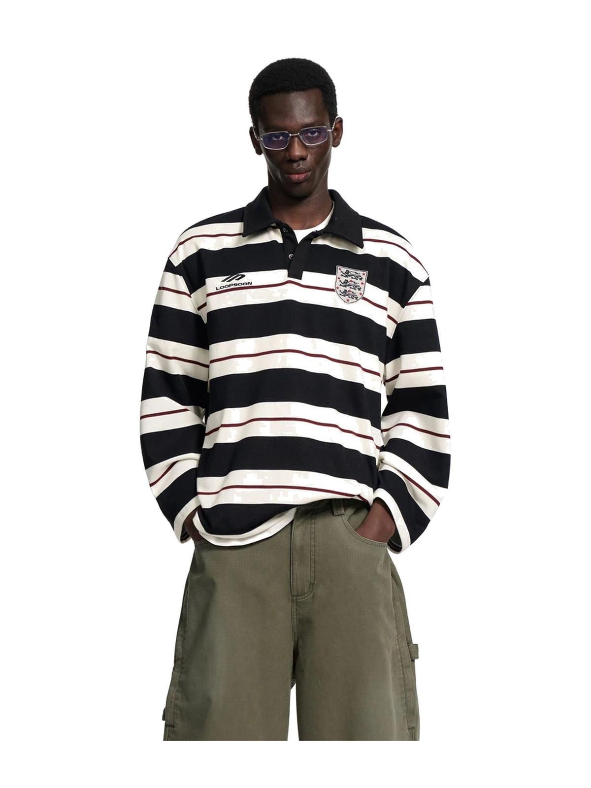 Contrast Panel Striped Embroidered Sweatshirt product image 2