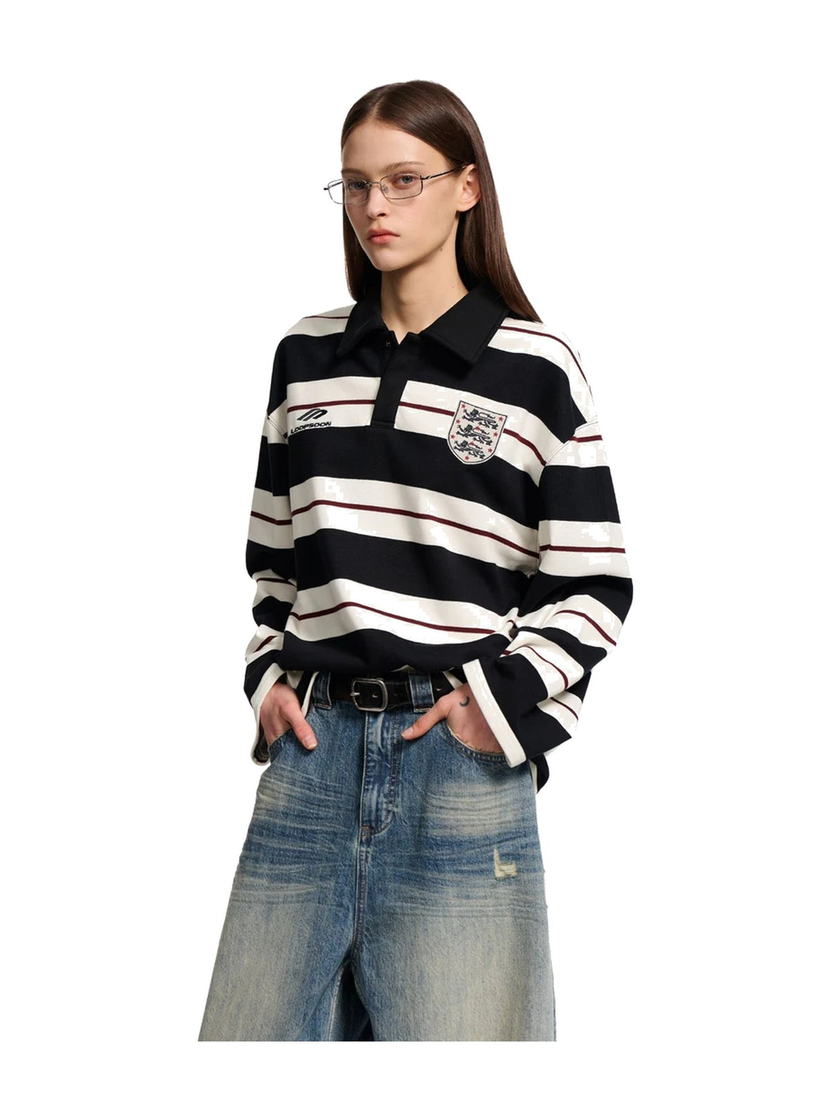 Contrast Panel Striped Embroidered Sweatshirt product image 3