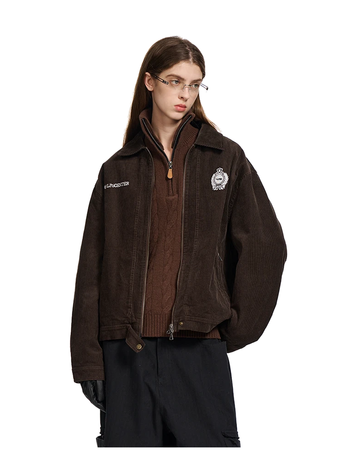 Corduroy Embroidered Graphic Zip-Up Jacket product image 3