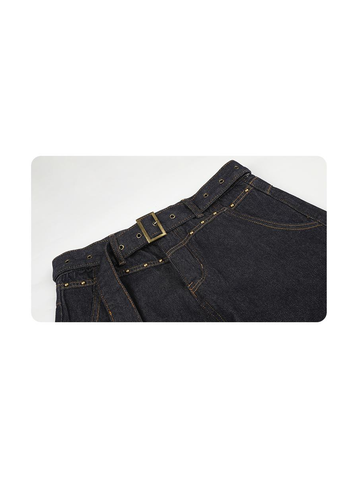 Ace Jolun. Cuffed Curved-Leg Raw Denim Jeans product view 2