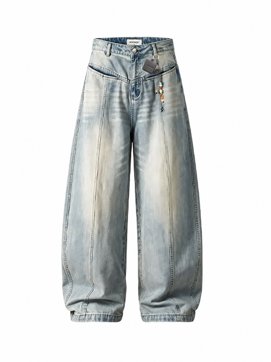 Ace Jolun light wash curved-seam barrel-leg jeans front view
