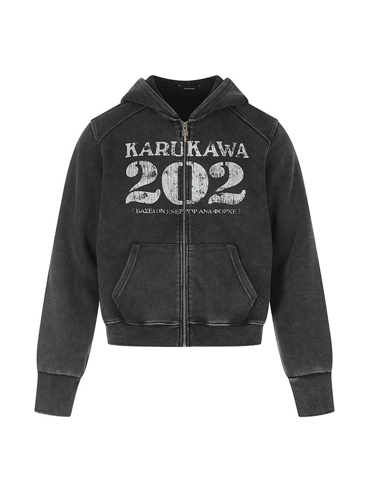 Ace Jolun. Distressed Graphic Washed Zip Hoodie product view 1