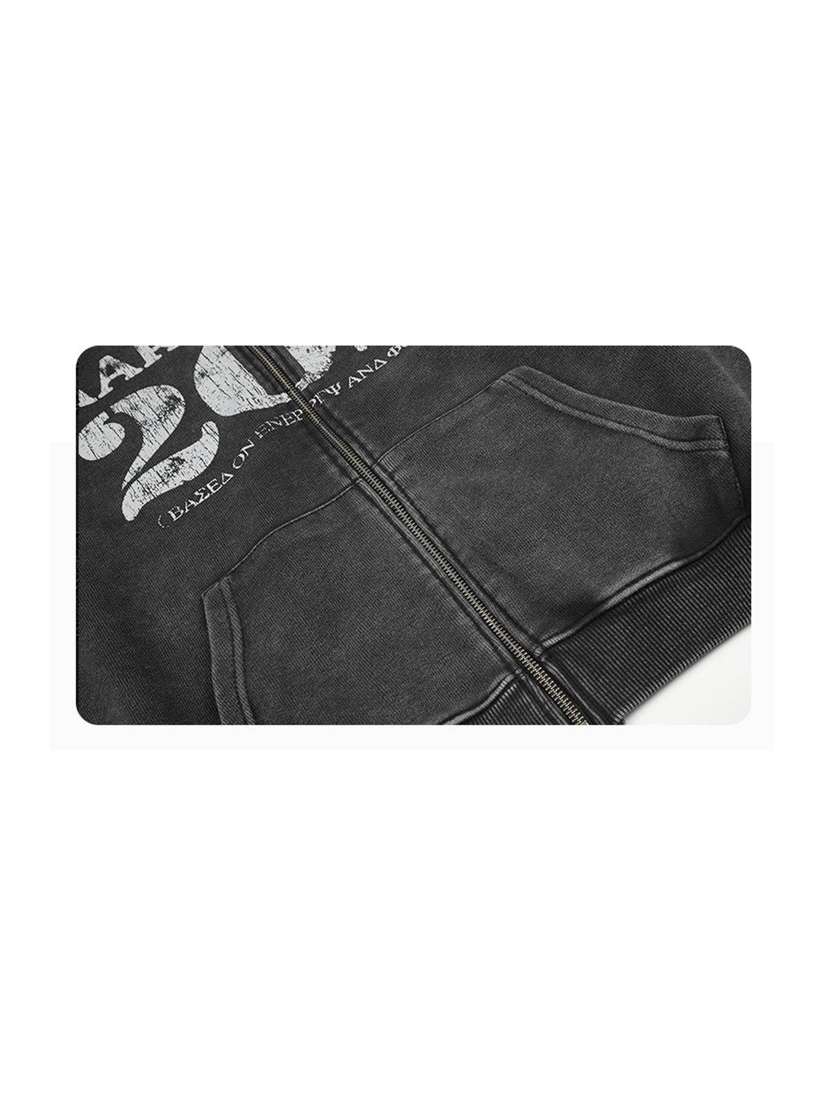Ace Jolun. Distressed Graphic Washed Zip Hoodie product view 3