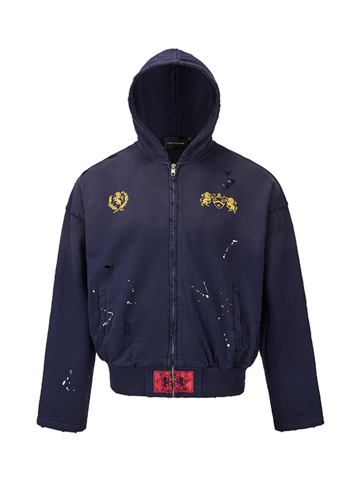 Ace Jolun. Distressed Totem Graphic Boxy Zip Hoodie product view 1