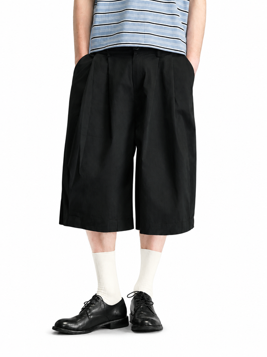 Ace Jolun black double-pleat cropped trousers front view