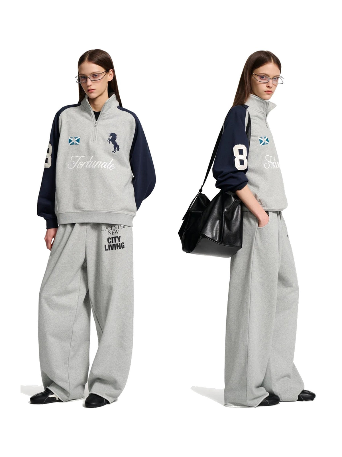 Embroidered Zip-Up Half-Zip Stand-Collar Sweatshirt product image 3