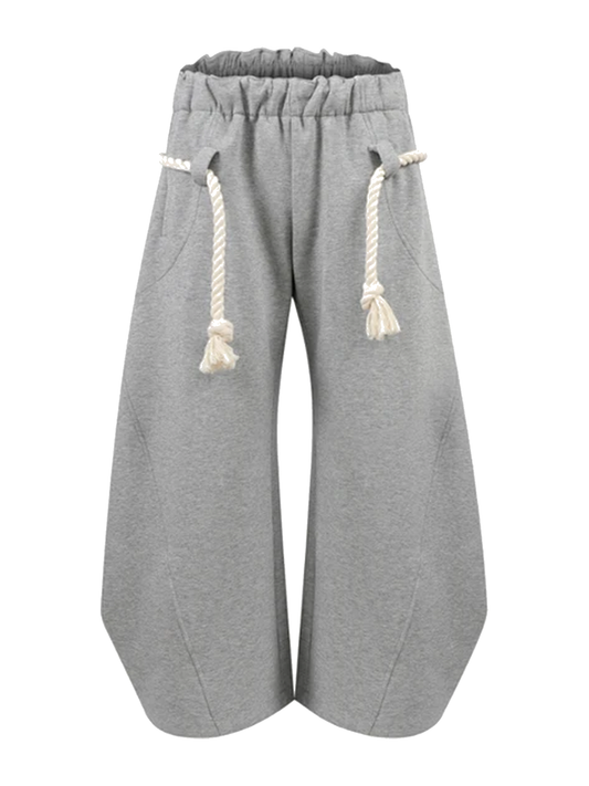 Heather Gray fleece-lined barrel-leg sweatpants view 1