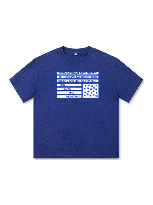 Ace Jolun. Forced to Pledge Allegiance Washed Tee - Royal Blue