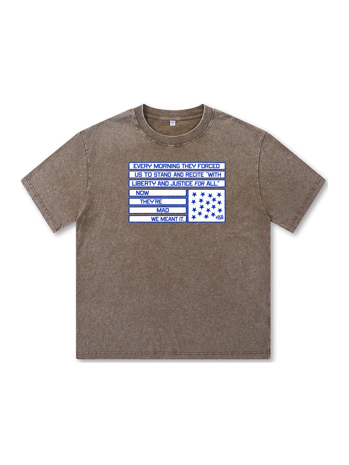 Ace Jolun. Forced to Pledge Allegiance Washed Tee - Mocha