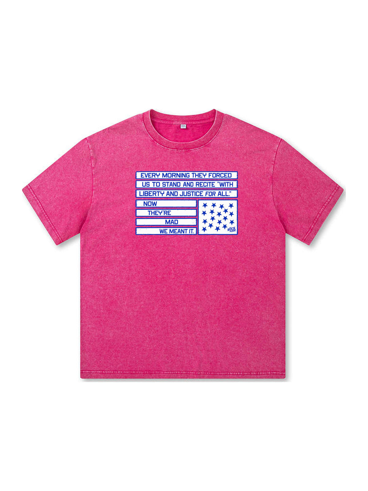 Ace Jolun. Forced to Pledge Allegiance Washed Tee - Hot Pink