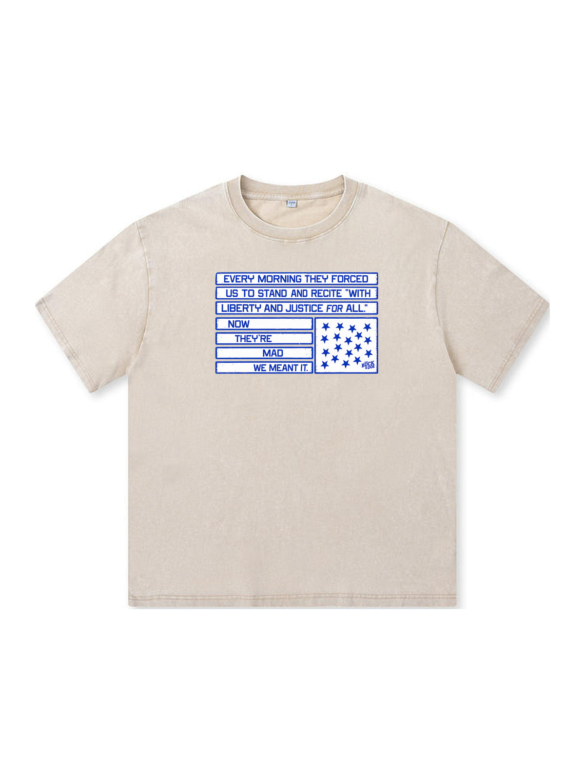 Ace Jolun. Forced to Pledge Allegiance Washed Tee - Cream
