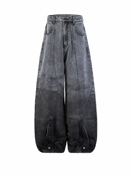 Ace Jolun gradient gray barrel-leg jeans front view