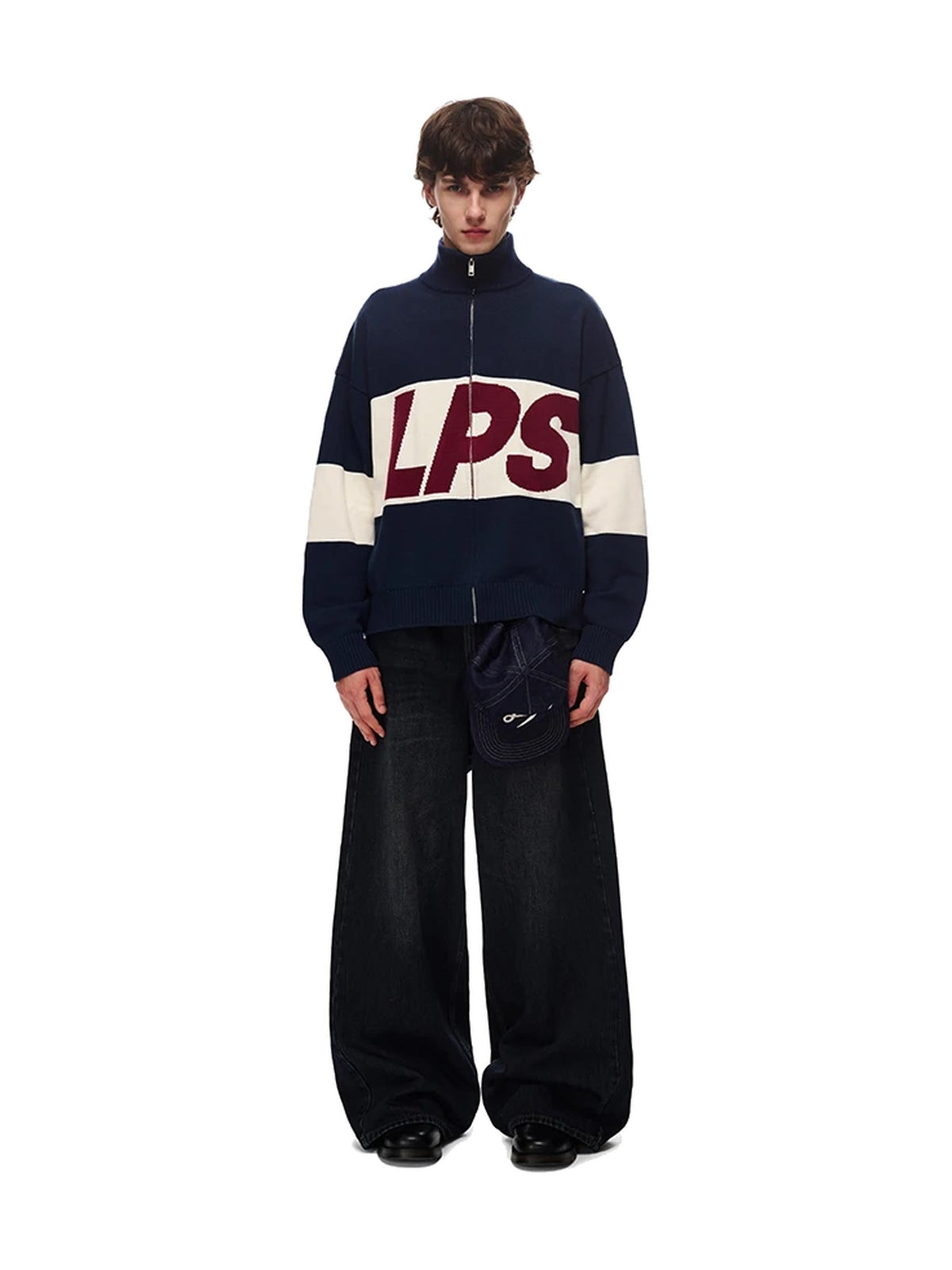 Graphic Zip-Up Knit Sweater product image 1
