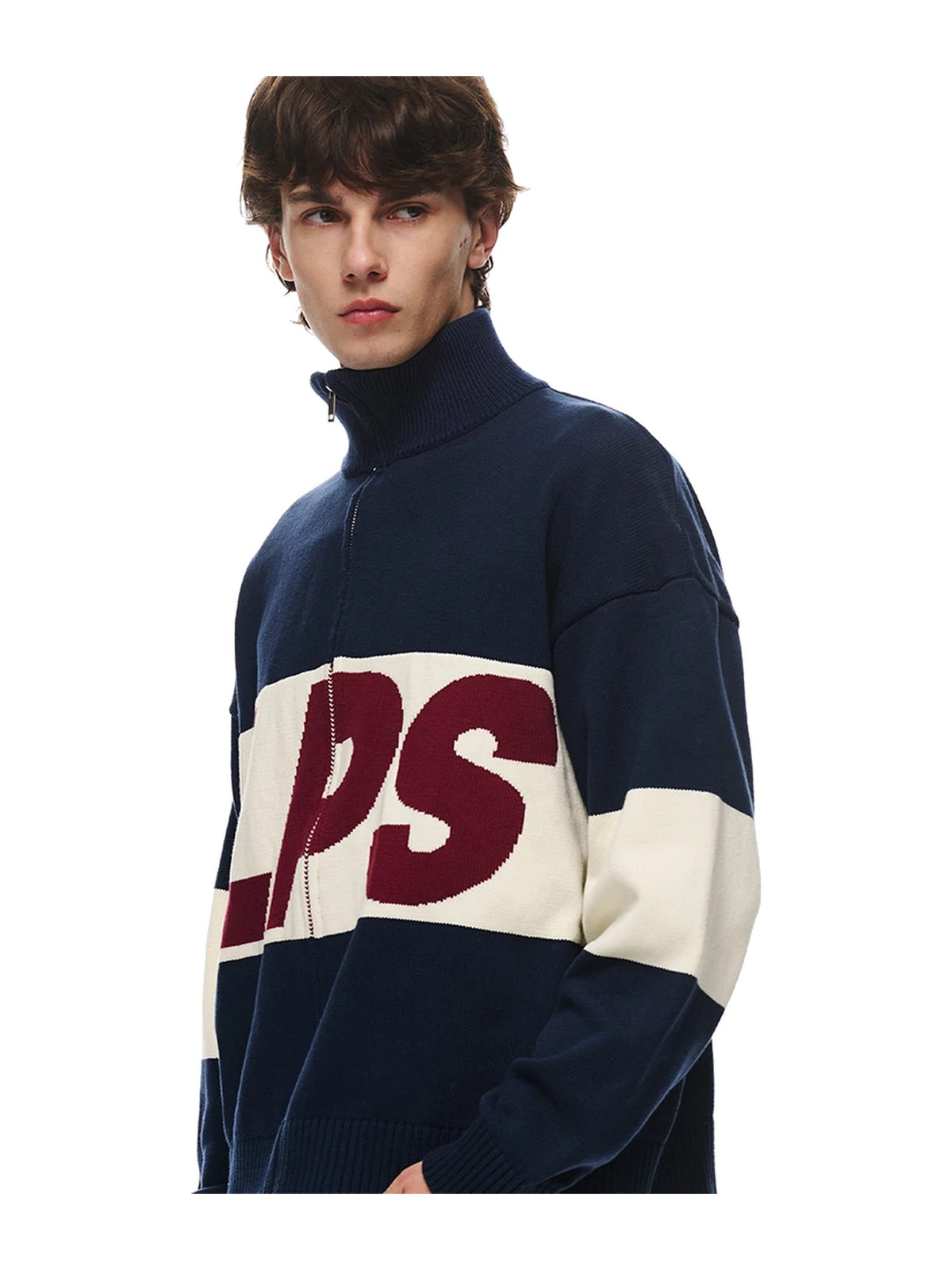 Graphic Zip-Up Knit Sweater product image 2