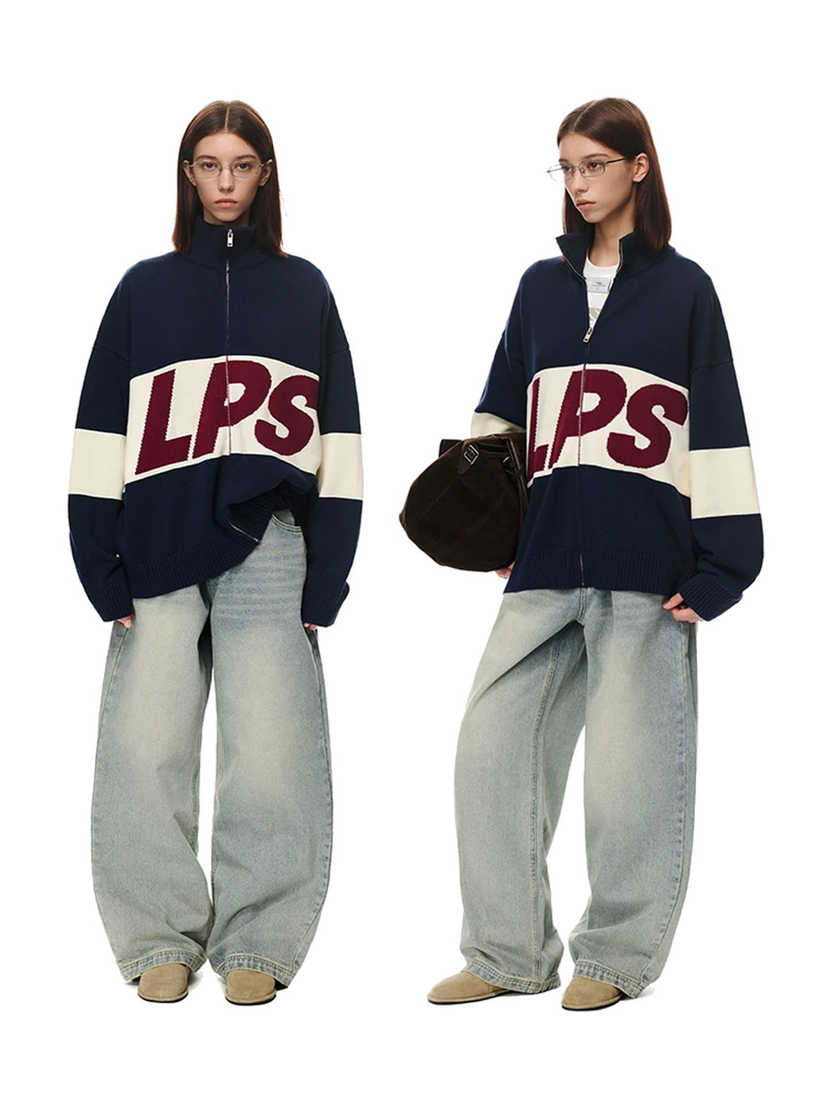 Graphic Zip-Up Knit Sweater product image 3