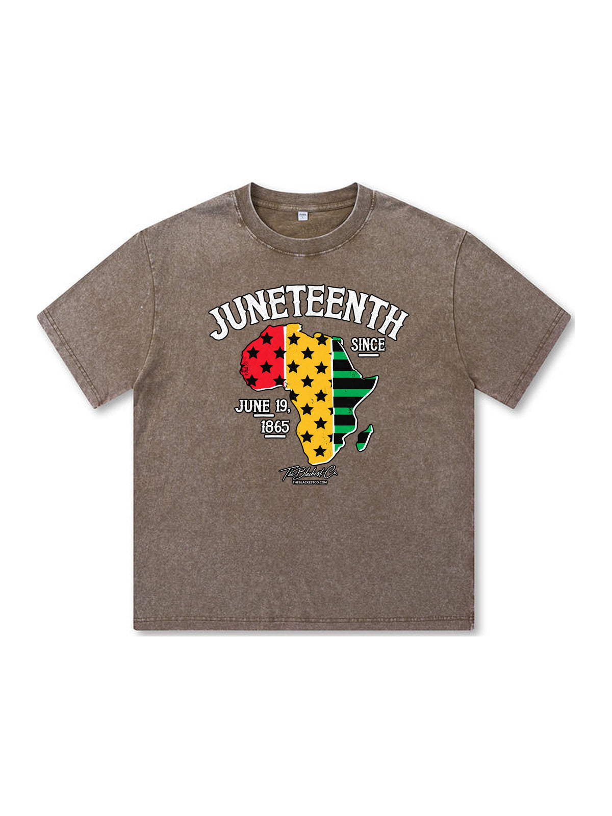 Ace Jolun. Juneteenth Africa Map Washed Tee - Mocha
