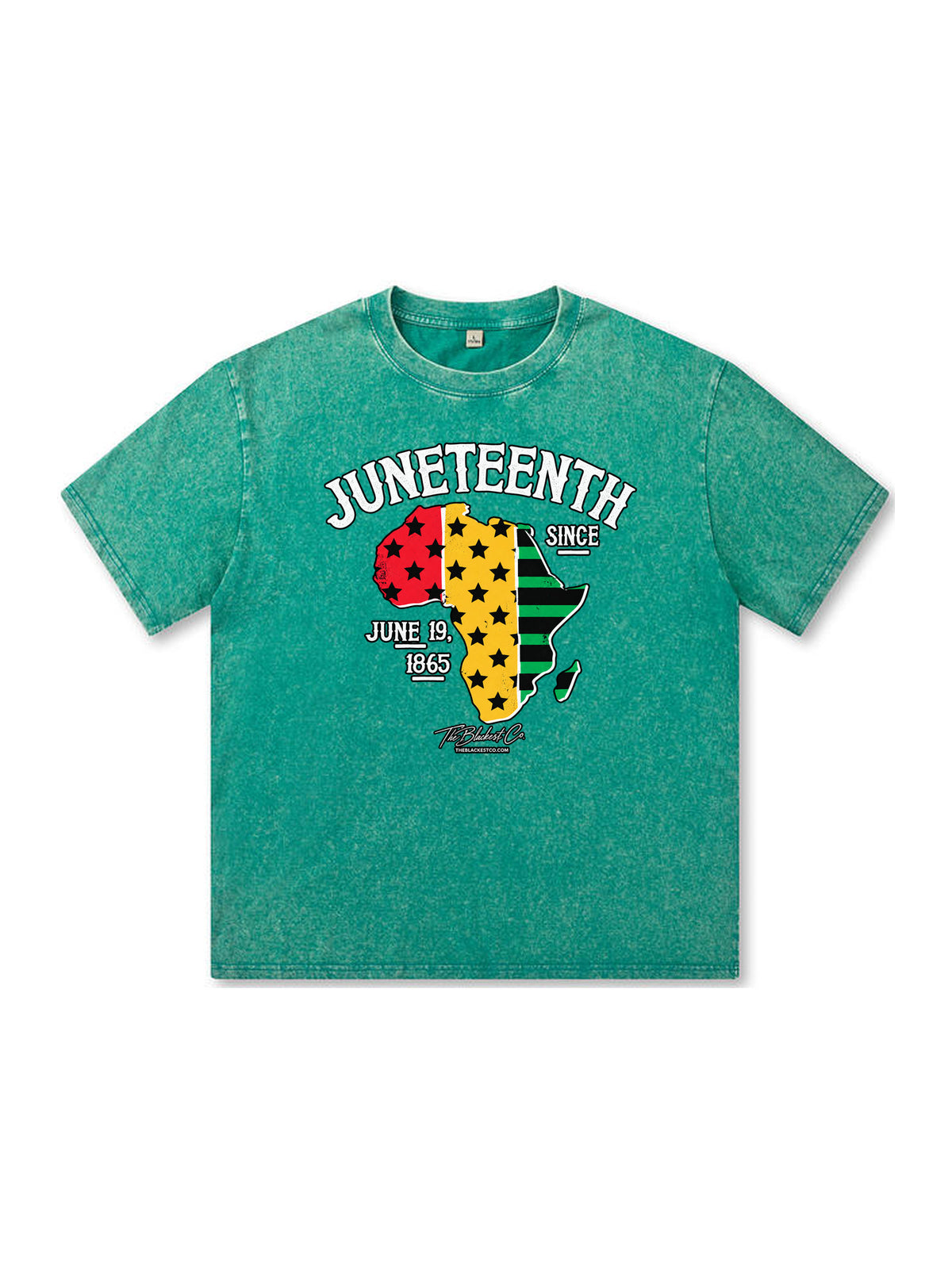 Ace Jolun. Juneteenth Africa Map Washed Tee - Teal