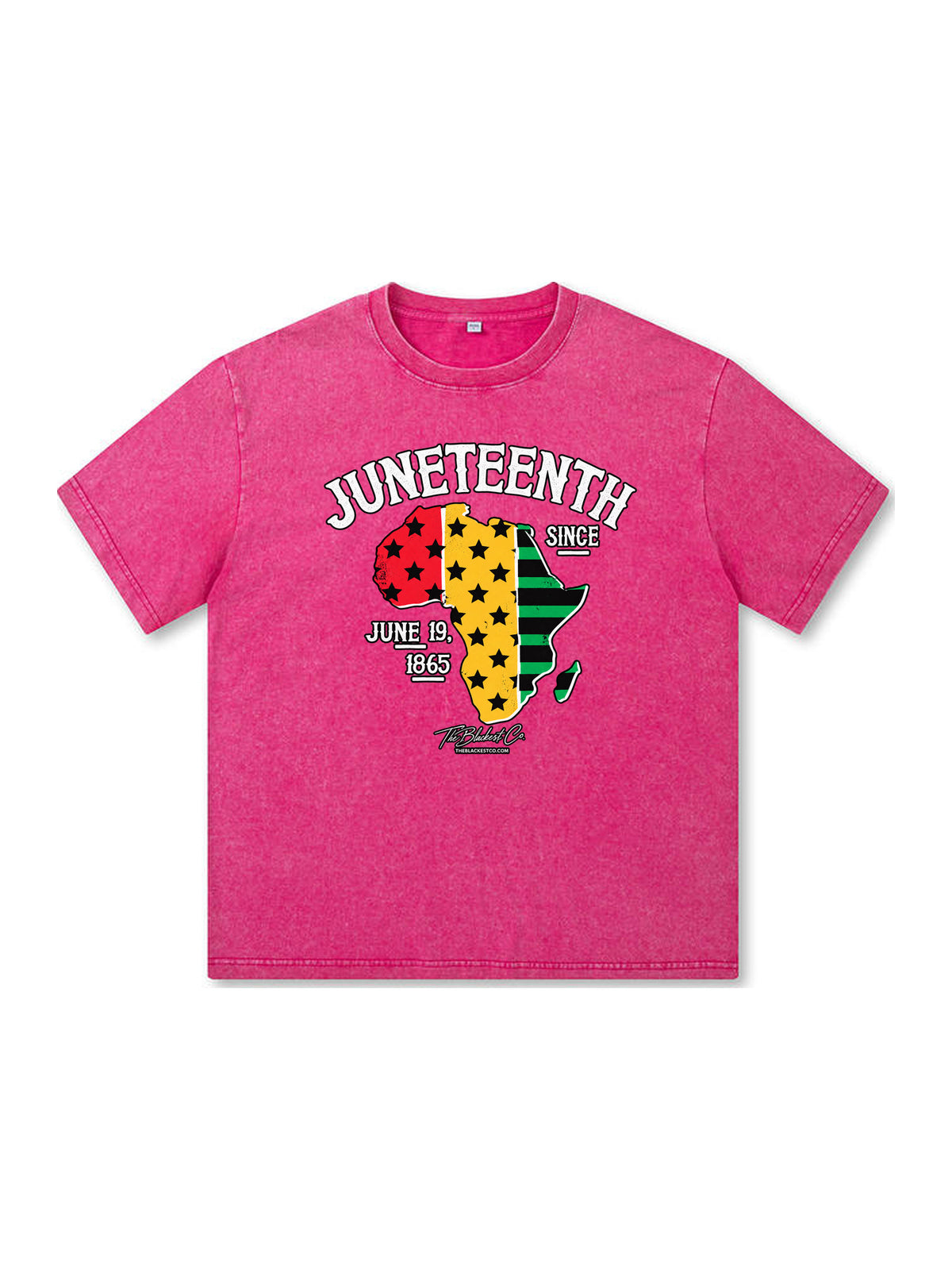 Ace Jolun. Juneteenth Africa Map Washed Tee - Hot Pink