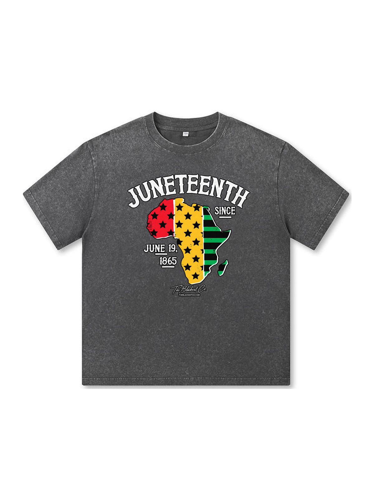 Ace Jolun. Juneteenth Africa Map Washed Tee - Charcoal