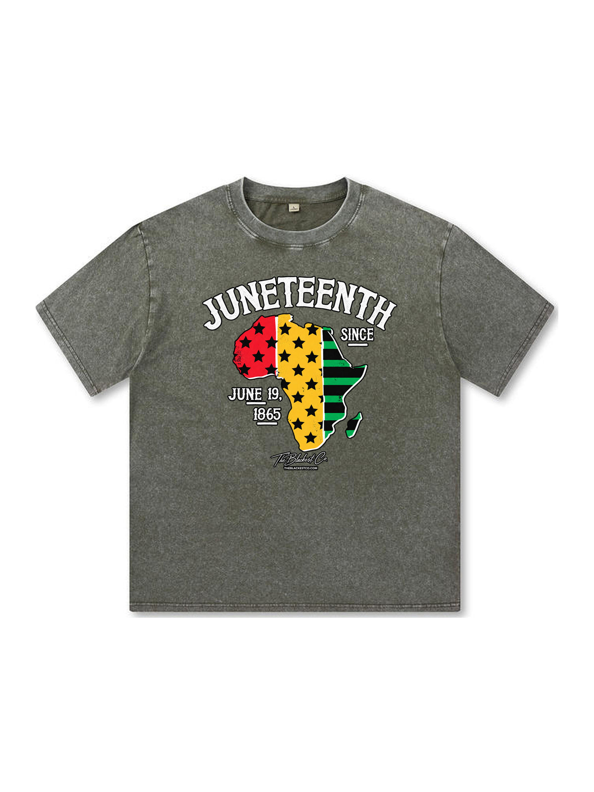 Ace Jolun. Juneteenth Africa Map Washed Tee - Olive