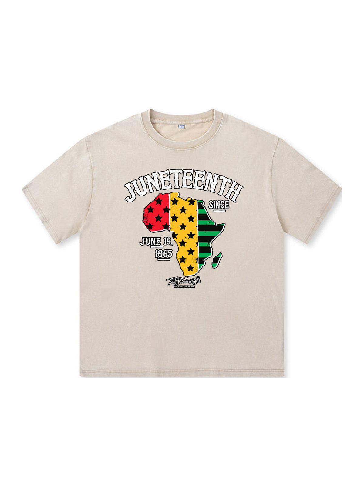 Ace Jolun. Juneteenth Africa Map Washed Tee - Cream