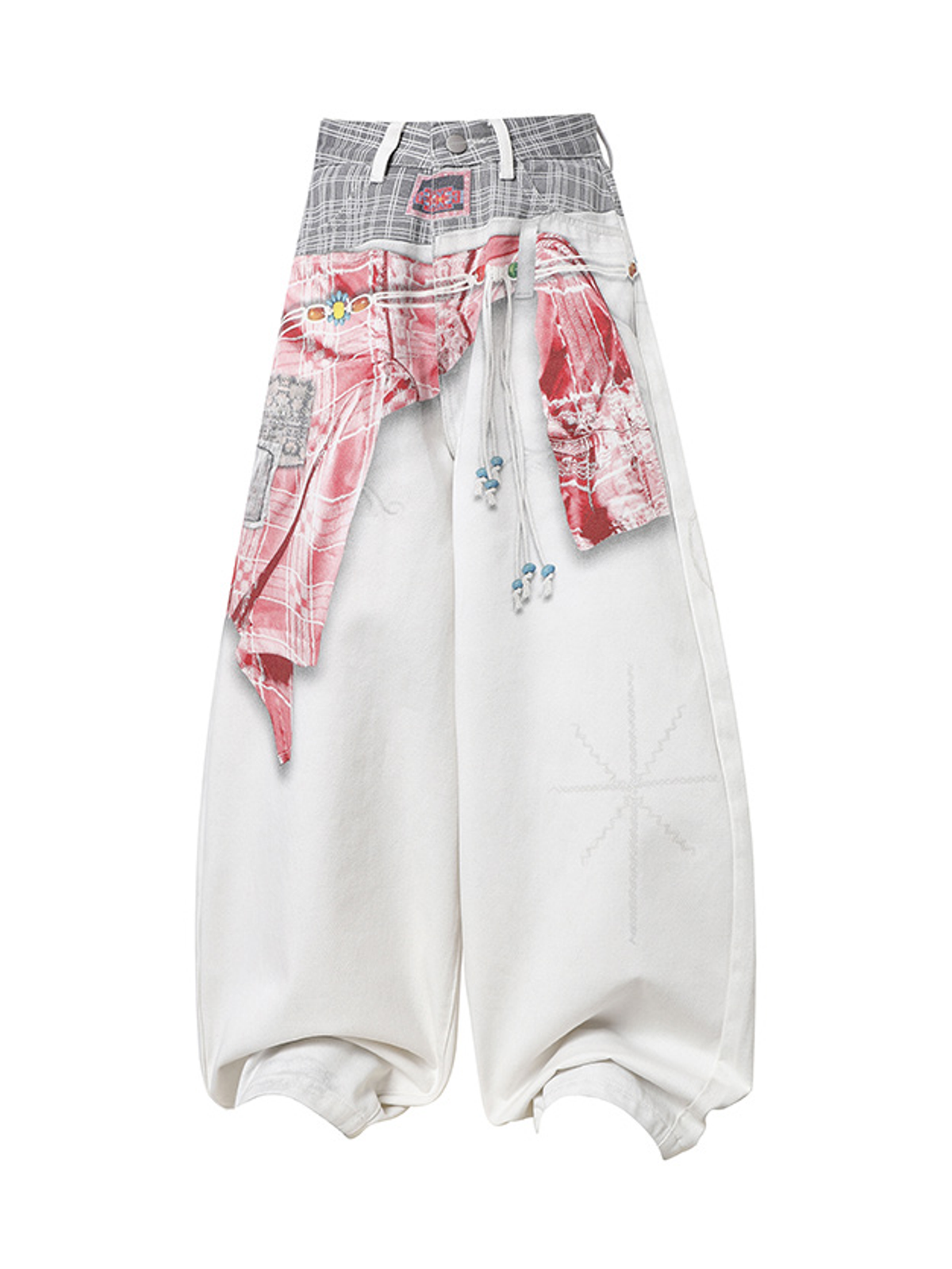 Ace Jolun. Layered 3D-Print Curved-Leg Jeans product view 1