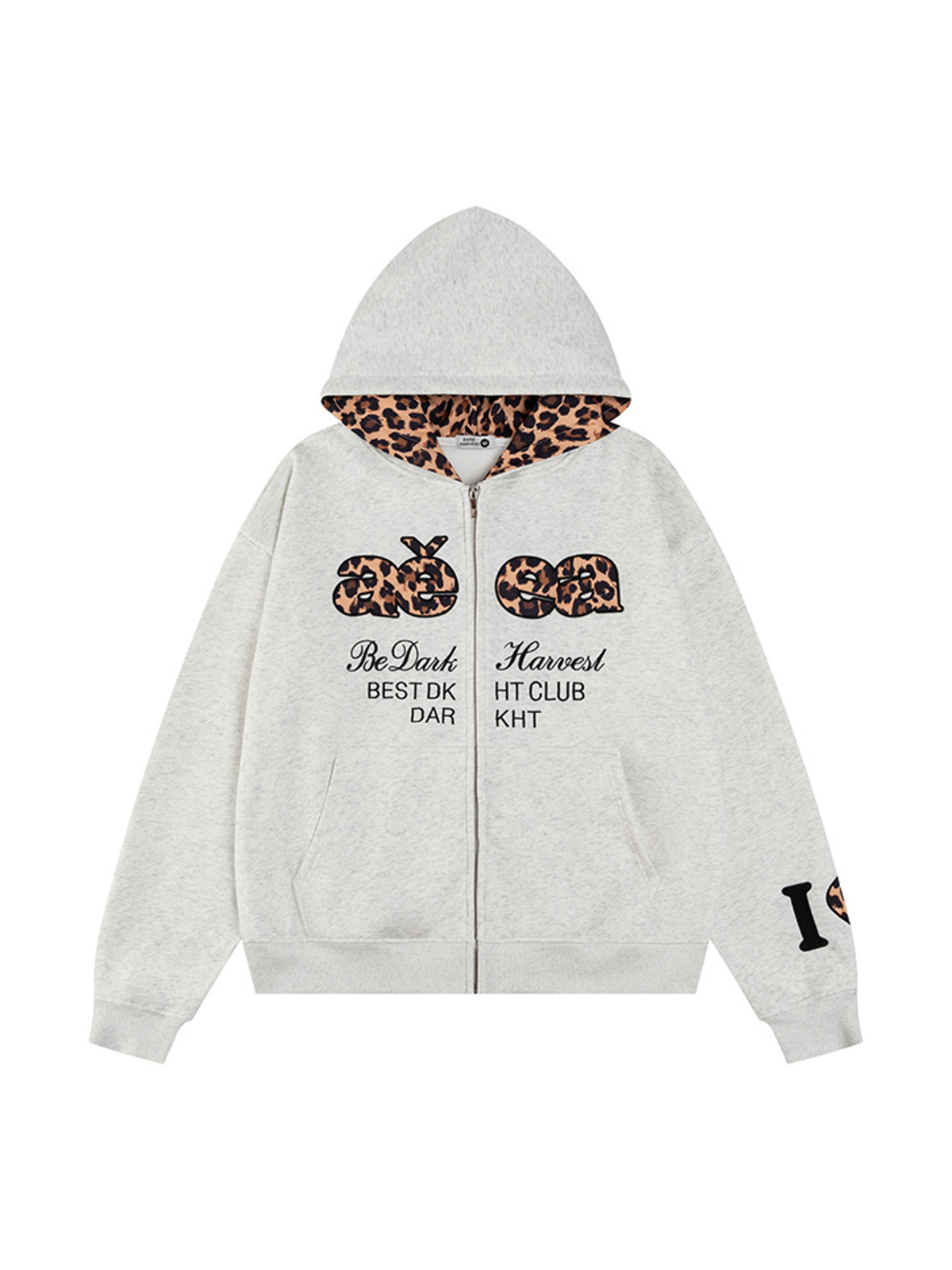 Ace Jolun. Leopard Letter Zip Hoodie product view 1