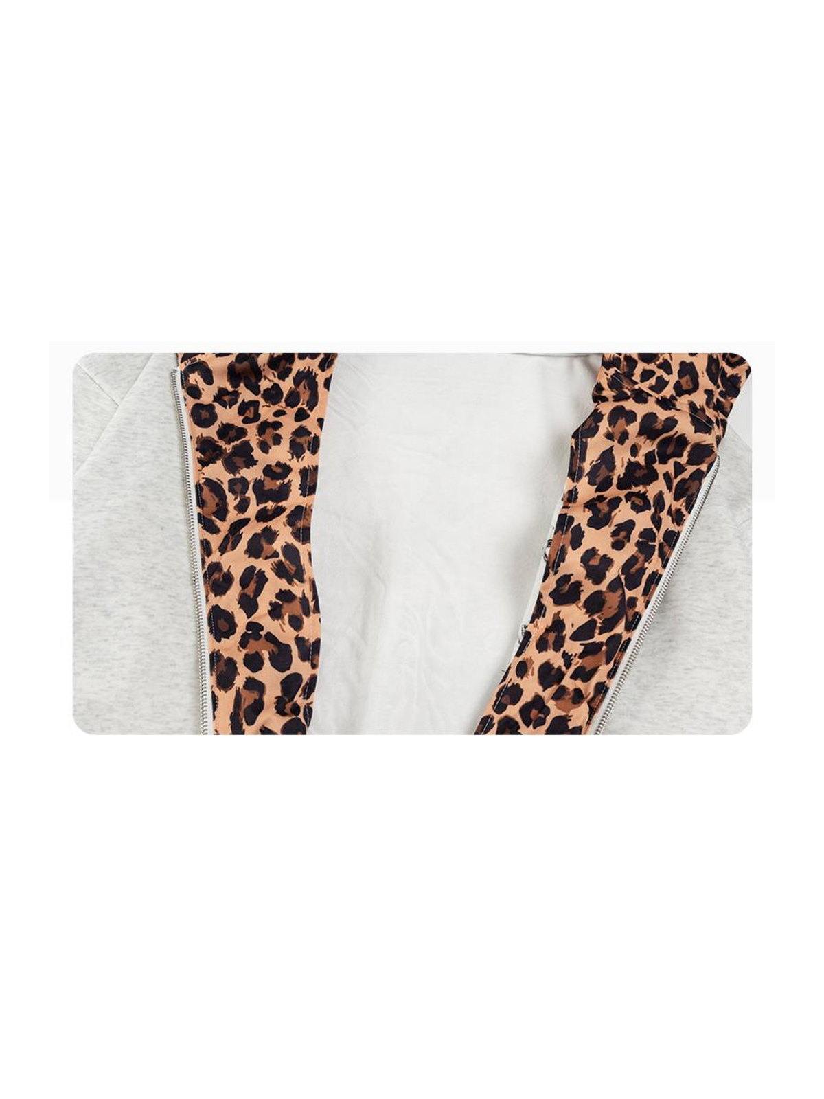 Ace Jolun. Leopard Letter Zip Hoodie product view 4