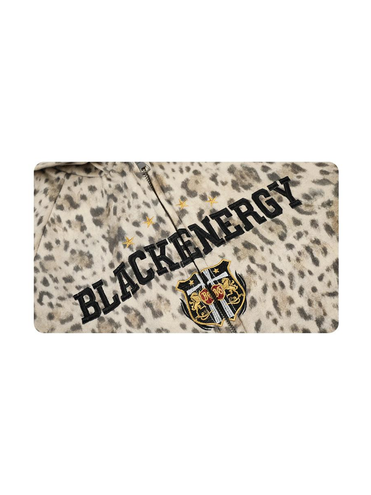 Ace Jolun. Leopard Three-Stripe Embroidered Zip Hoodie product view 2